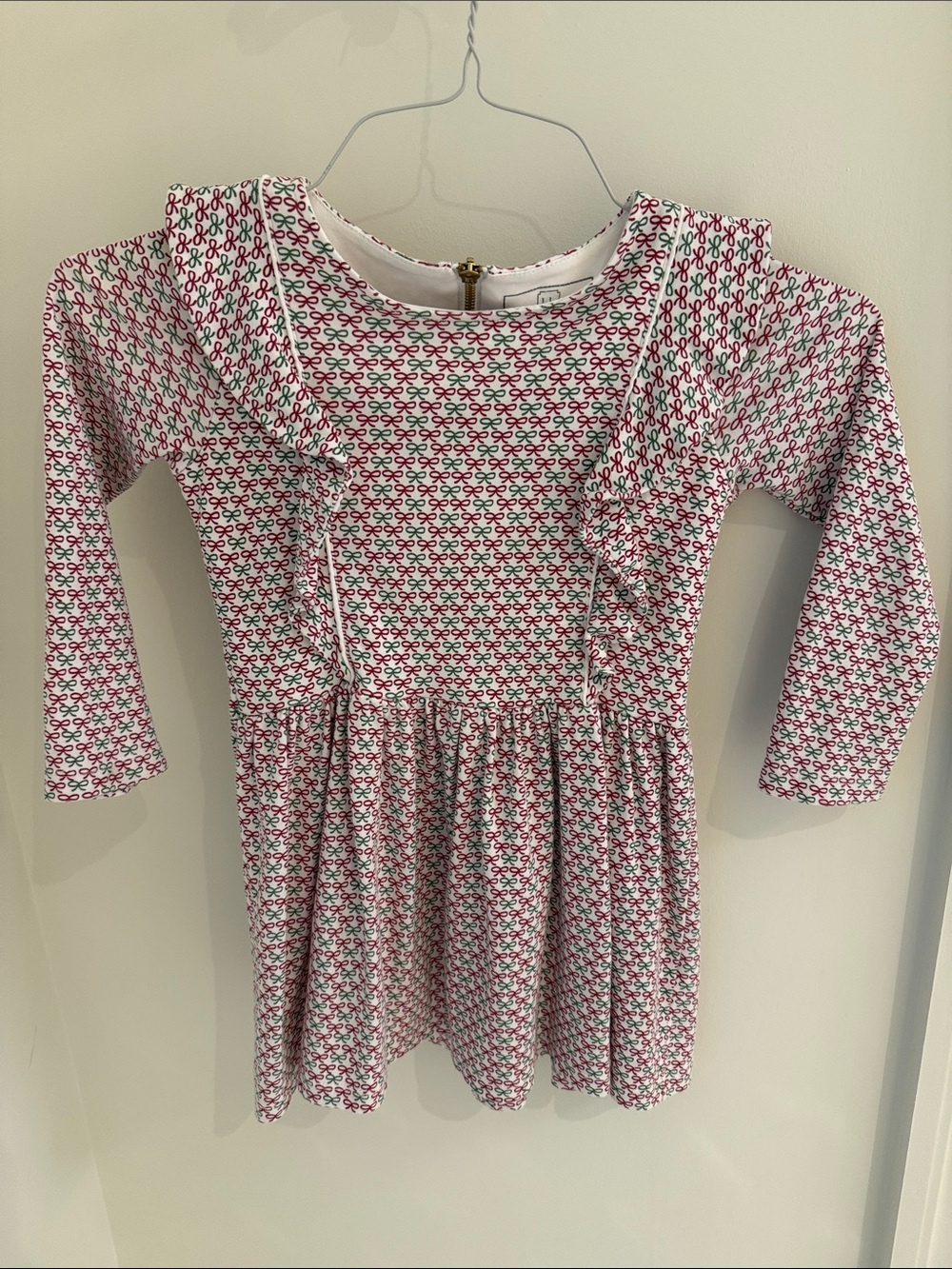Lila & Hayes red and green bow dress